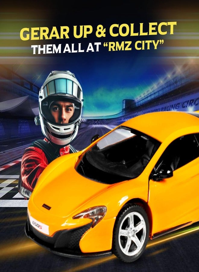 Rmz City 5 Inch Die Cast McLaren 650S Toy Car 1:32 Scale Model | Licensed Collectible Vehicle with Opening Doors & Pullback Action | International Series for Kids & Car Lovers | Orange - Image 5